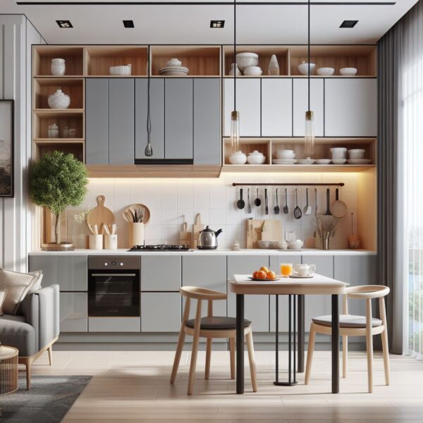 kitchen set PVC yang terintegrasi dengan desain interior modern.