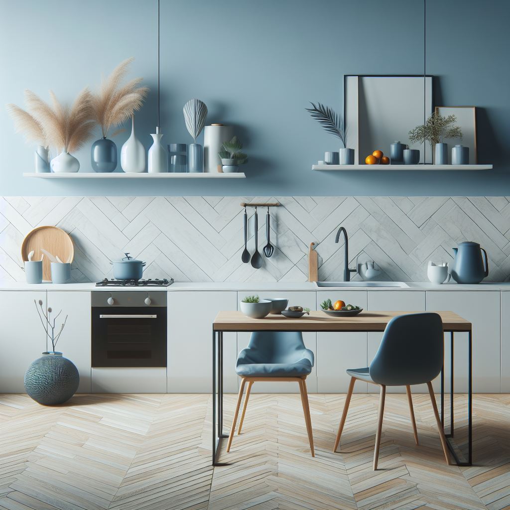 kitchen set sederhana bernuansa biru
