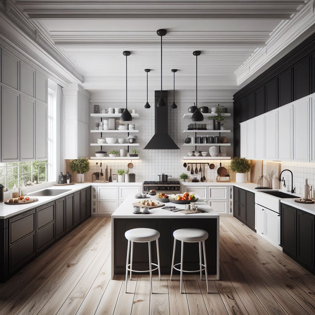 kitchen set minimalis nuansa hitam putih